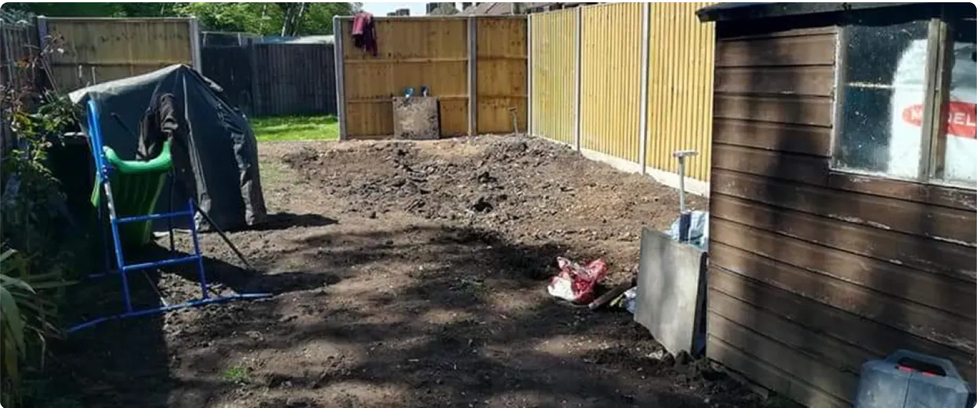 Groundwork in progress in a residential garden