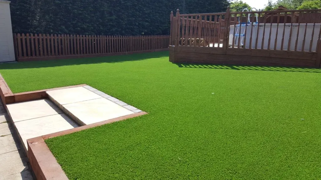 High-quality artificial grass lawn installed in a garden